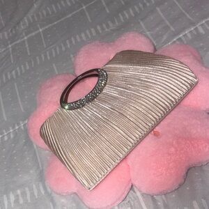 Elegant Beige Clutch with Silver Accents